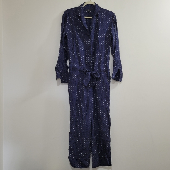 Rag & bone silk Arthur jumpsuit 00 navy polka dot - Picture 2 of 5